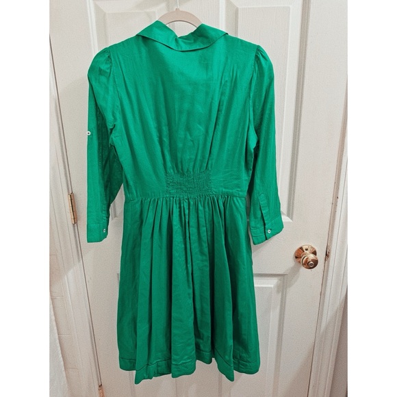Anthropologie Moulinette Soeurs Button Up Shirt Dress in Kelly Green - Picture 7 of 7
